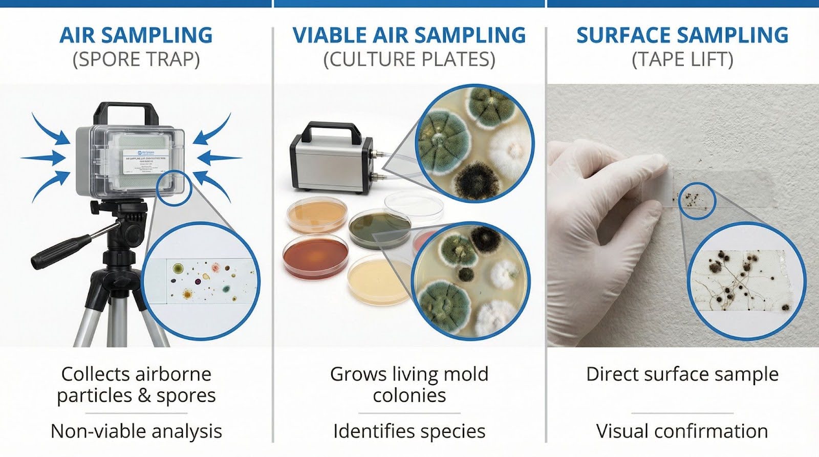 An infographic that explains the differences between different air quality sampling methods