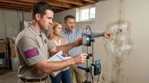 Mold inspector collecting air sa…